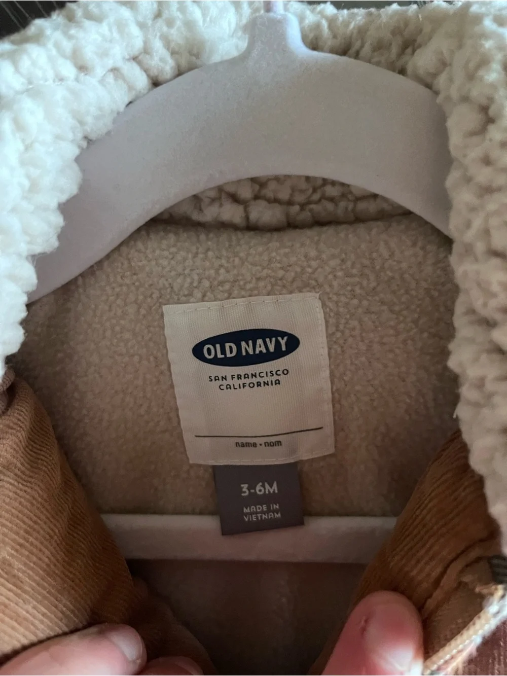 Old Navy Baby Brown Corduroy Vest with Sherpa Collar and Plaid Design NWOT